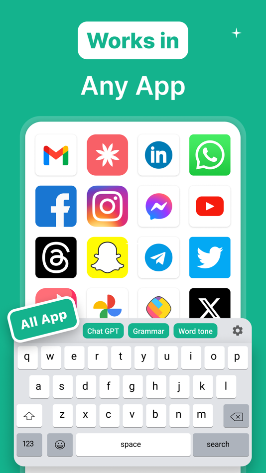 #9. AI Keyboard: TypeAI & Chatbot (iOS) 由: Unikwork Systems LLP
