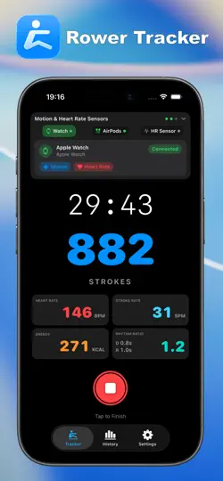 Capture d'écran de Rower Tracker sur iPhone 2
