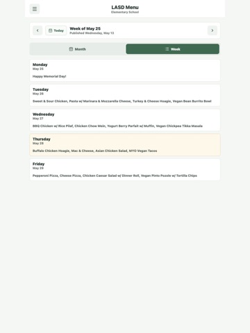 LASD Menu iPad screenshot