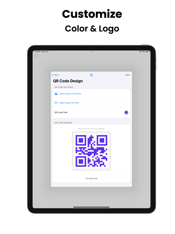 QR Code Generator by Qrysta iPad screenshot 2 - Business app