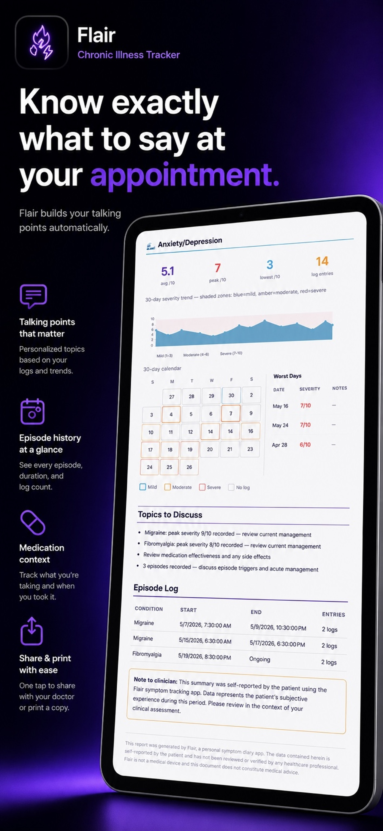 Flair: Chronic Illness Tracker