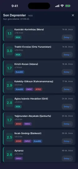 Sismik Harita iPhone Ekran Görüntüsü 2