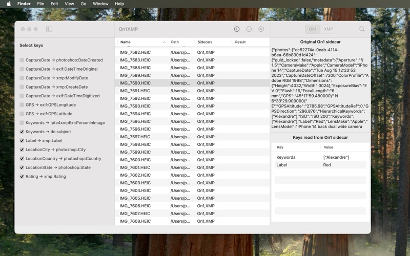 On1XMP app screenshot