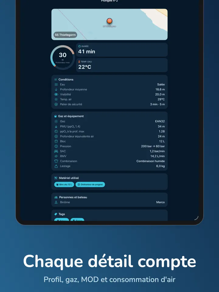 Bottomtime sur iPad : capture d’écran 5 sur 8