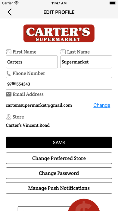 Carter’s Supermarket Rewards Screenshot