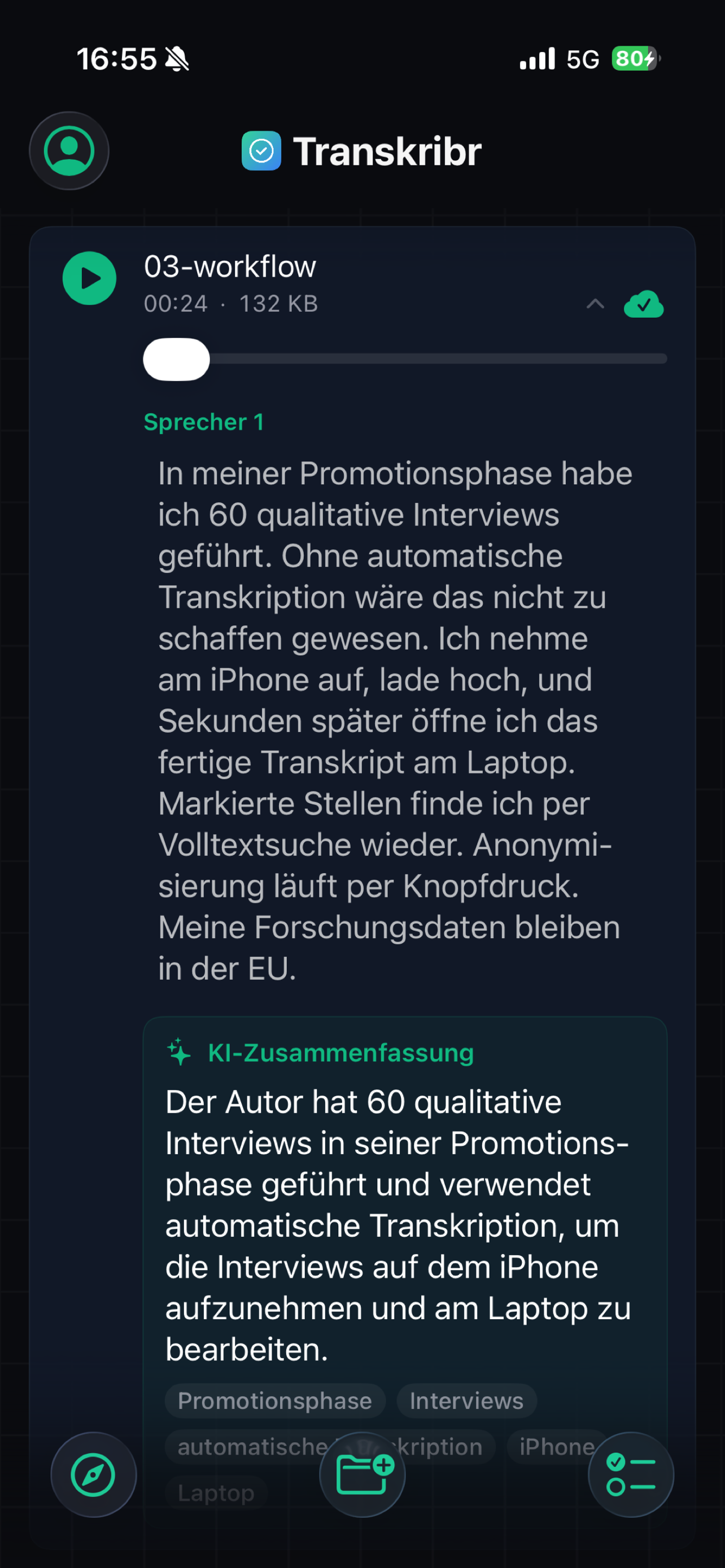 Transkribr screenshot 7