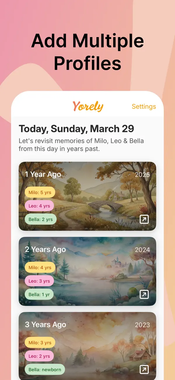 Screenshot #1 pour Yorely: Daily Photo Memories