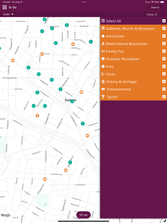 Discover Durham, NC iPad screenshot 4 - Travel app