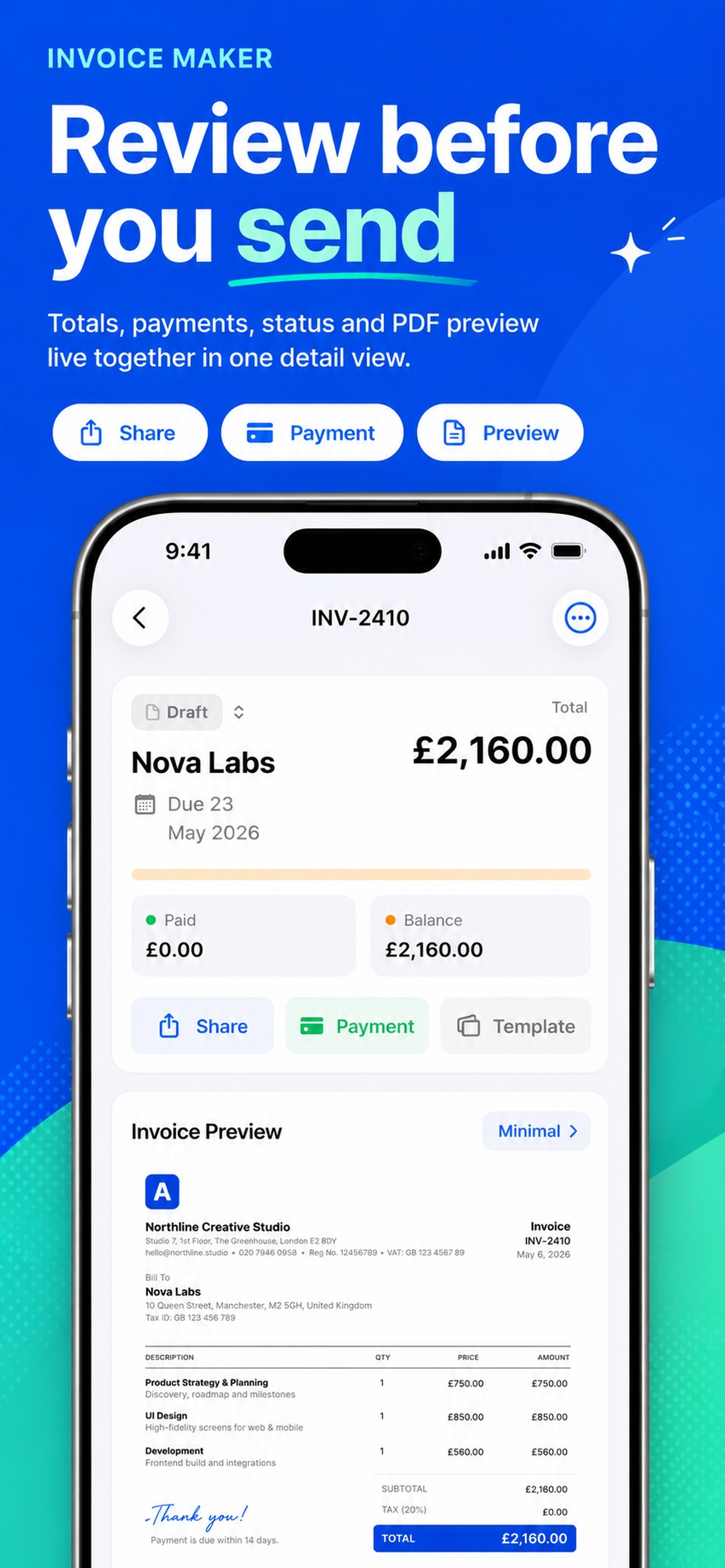 Estimate Invoice Maker - Bilzz screenshot 5