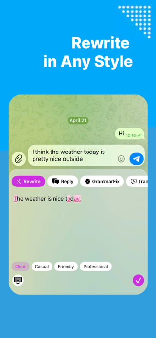 AI Keyboard: Rewrite & Reply Screenshot 2 of 5