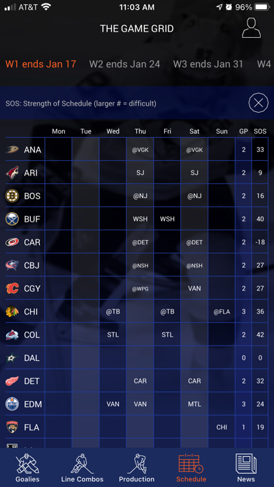 Left Wing Lock Fantasy Hockey Screenshot