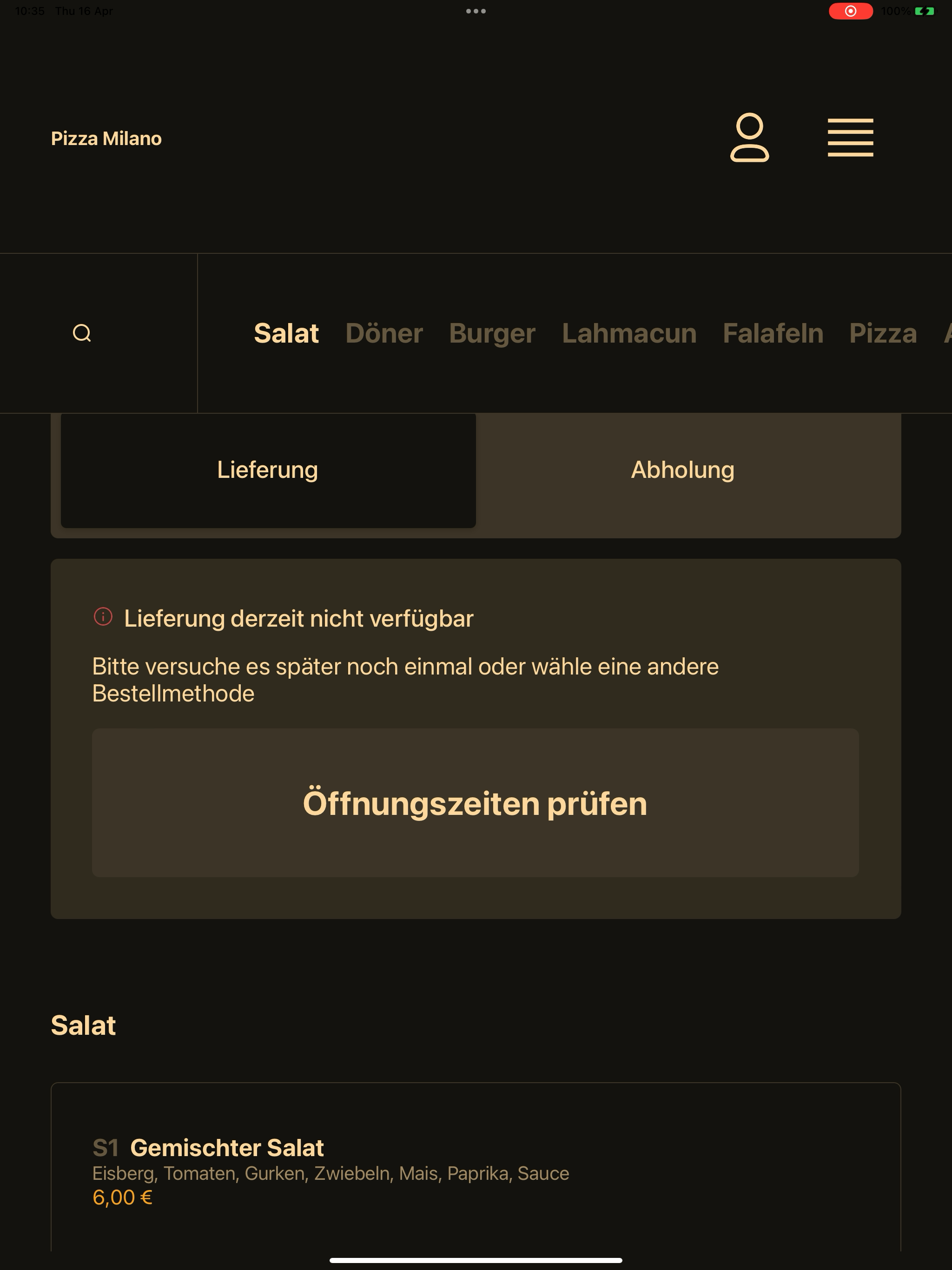 Pizza Milano DE