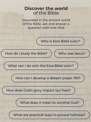 Ask Ezra: Your AI Bible Tutor iPad screenshot