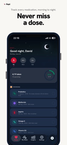 Kept: Rx & Supplement Reminder iPhone screenshot