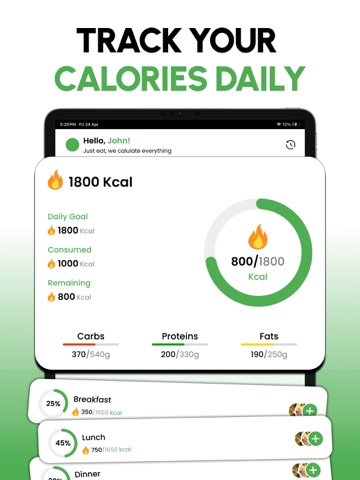 Calorie Tracker & Meal Planner iPad screenshot