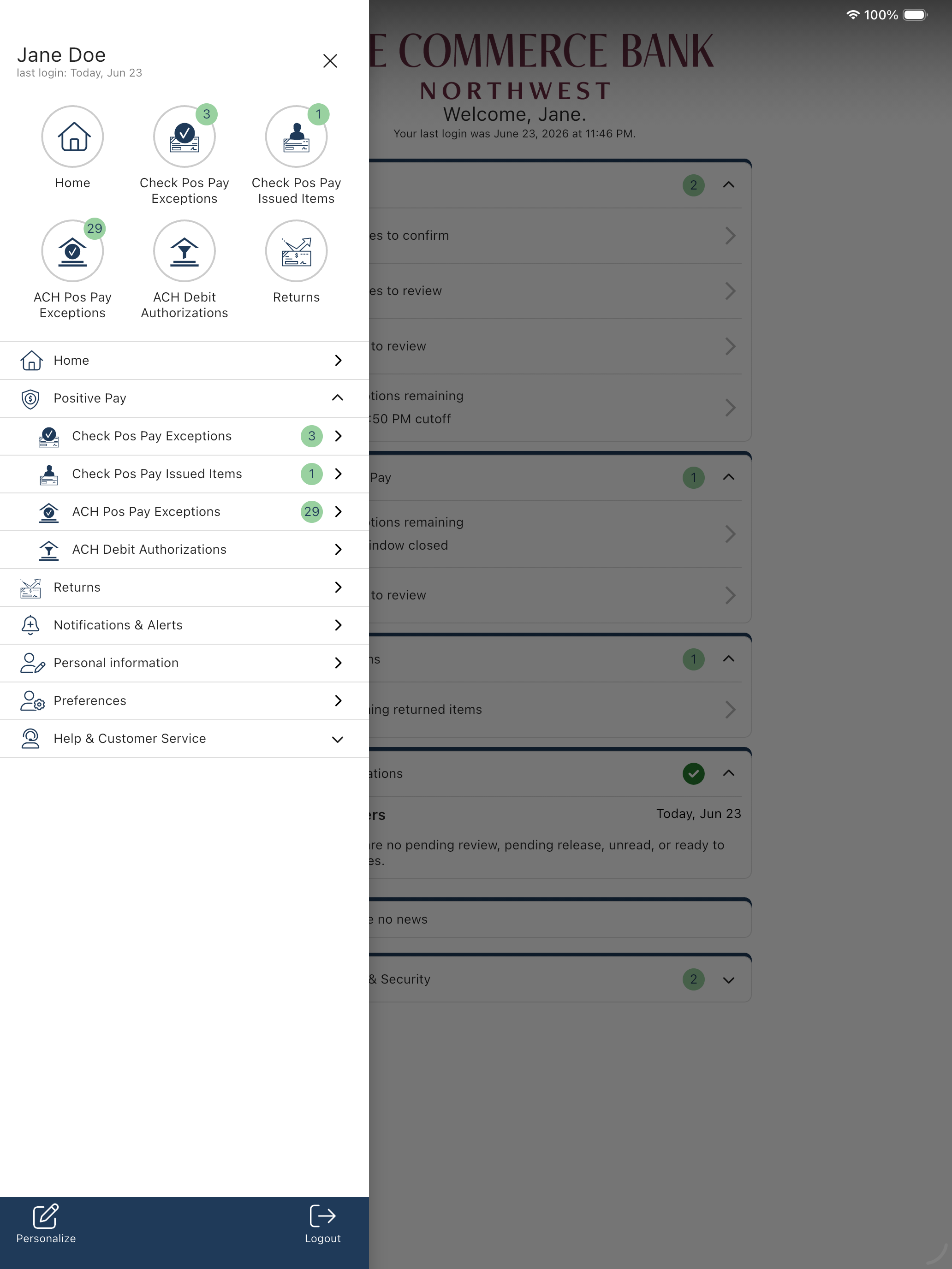 TCBNW Positive Pay screenshot 10