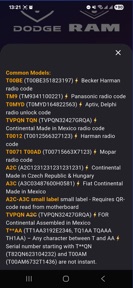 Dodge RAM Radio Code Instant screenshot