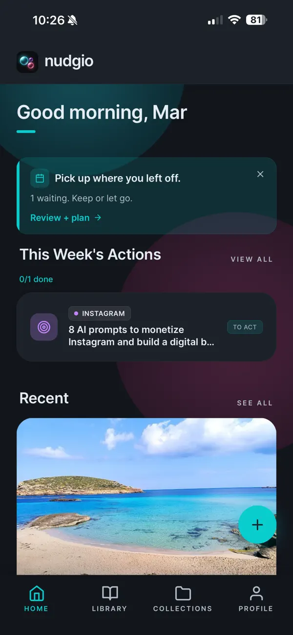 Screenshot #1 pour nudgio: Garde·Organise·Fais-le