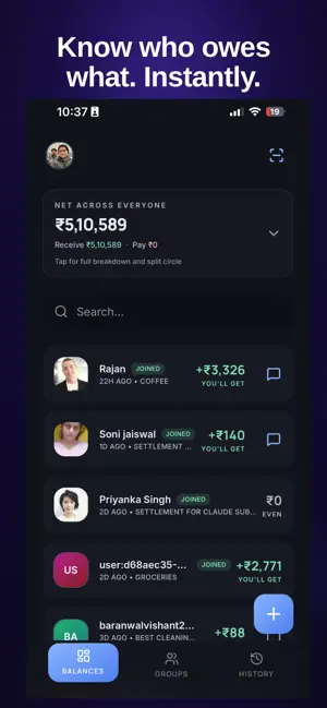 Hisab -Split Bills & Settle Up screenshot 1