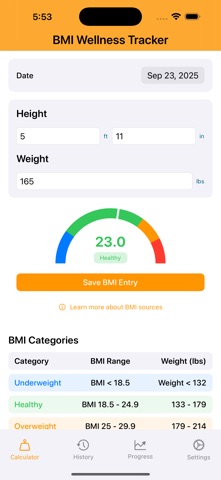 BMI Wellness Tracker Screenshot 1 of 6