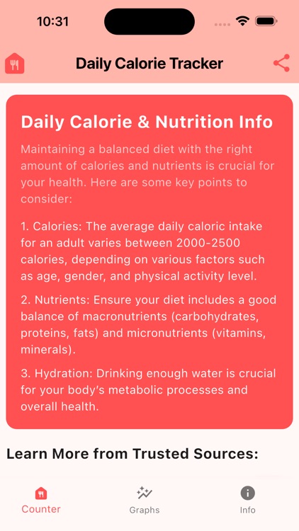 Tiny Daily Calorie Tracker