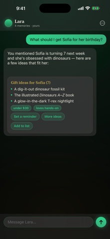 Lara: AI that Remembers iPhone screenshot