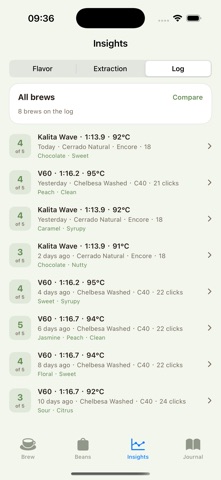 Pourover coffee note screenshot 1