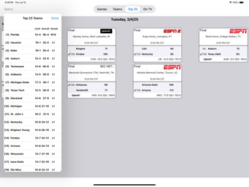 College Hoops Scores, Schedule iPad screenshot