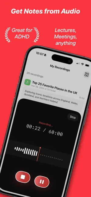 AI Transcription & Notes - RED screenshot 1
