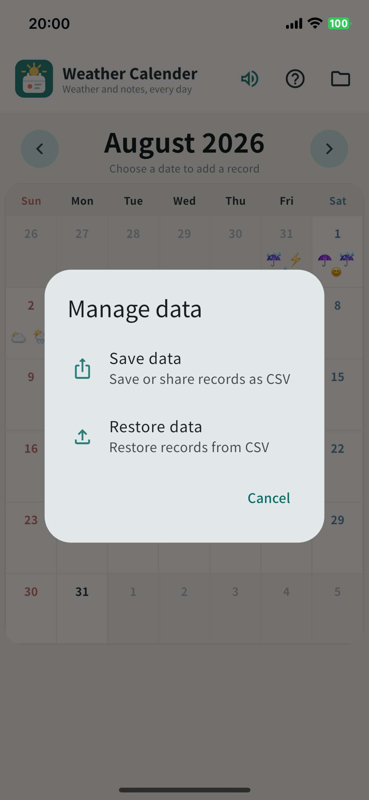 Weather Calendar Journal screenshot 3