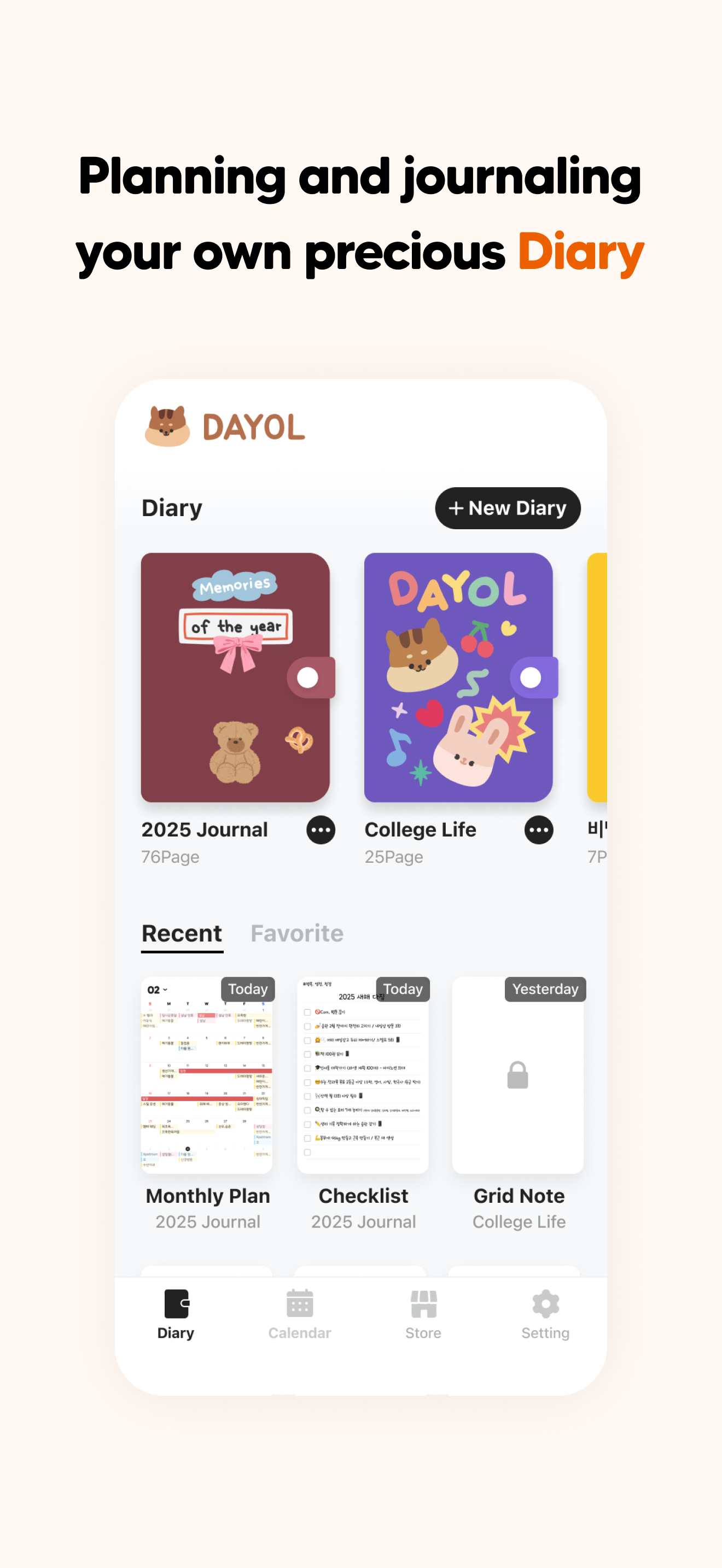 DAYOL : Journal, Calendar
