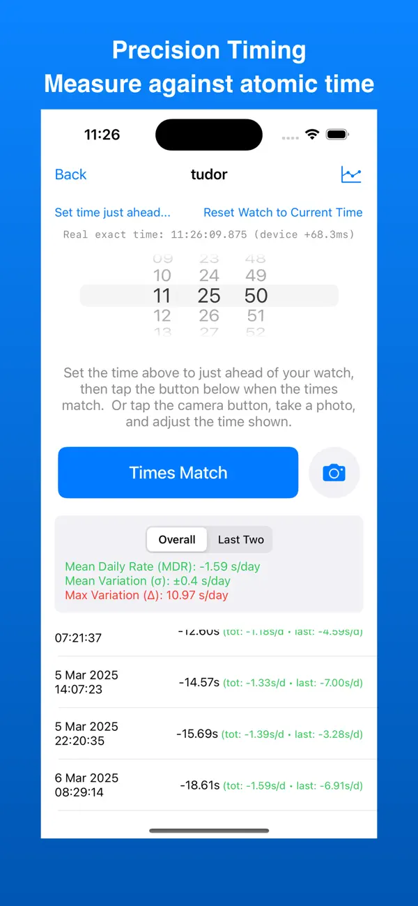 Screenshot #1 pour WatchWatcher: Accuracy Tracker