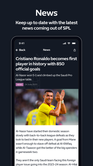 Saudi Pro League: Official App Screenshot