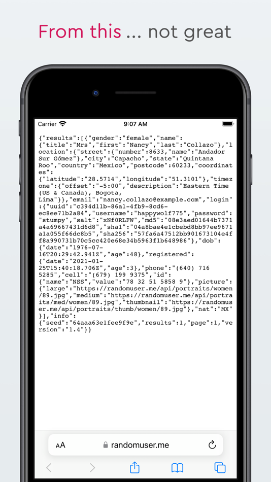 #1. PrettyJsonInBrowser (iOS) By: Sebastian Bolling