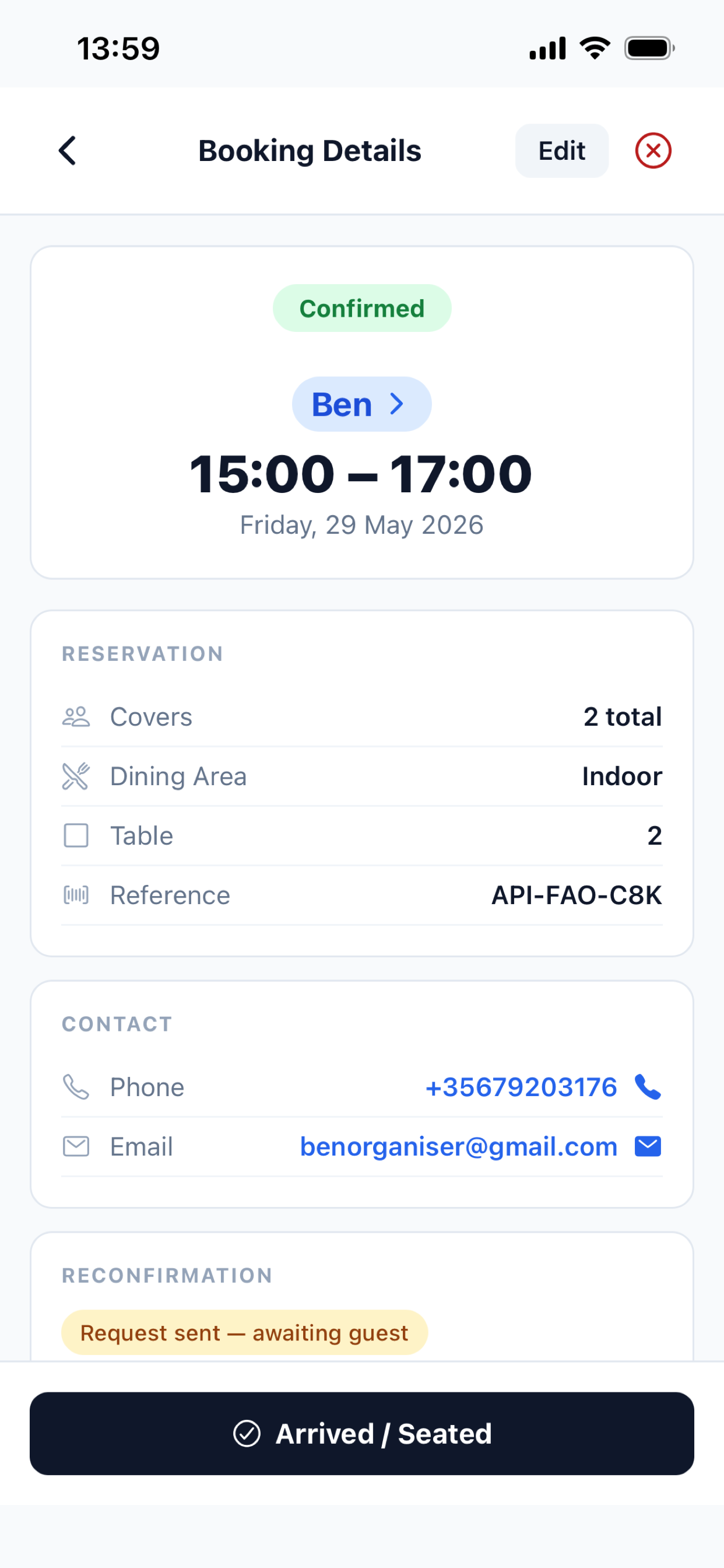 Tableo Manager App
