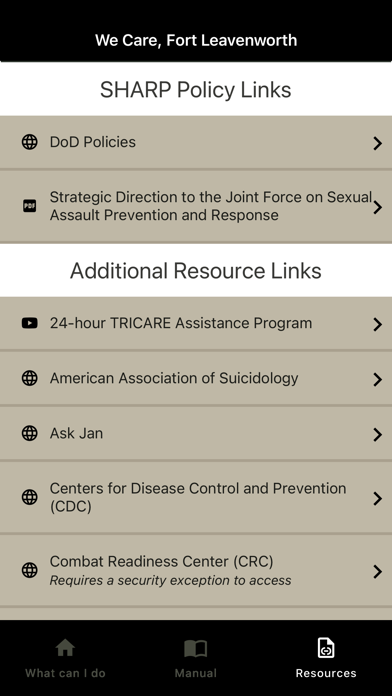 WeCare, Ft Leavenworth & CAC Screenshot