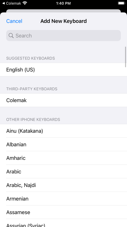 #2. Colemak (iOS) 由: FarFetched