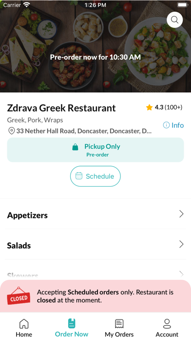 Zdrava Greek Restaurant Screenshot