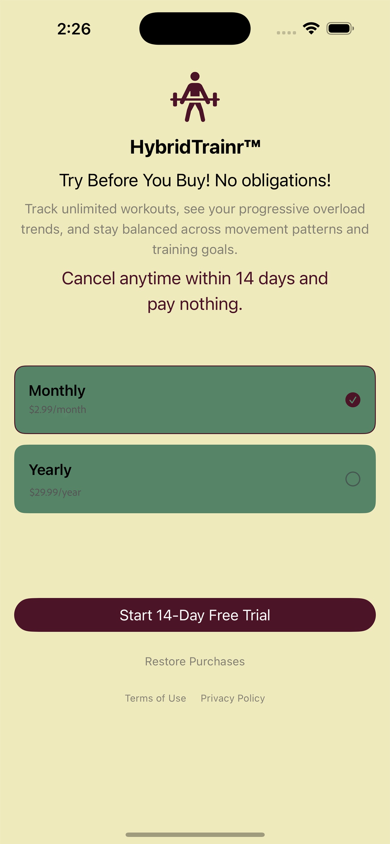 Screenshot 1 of HybridTrainr