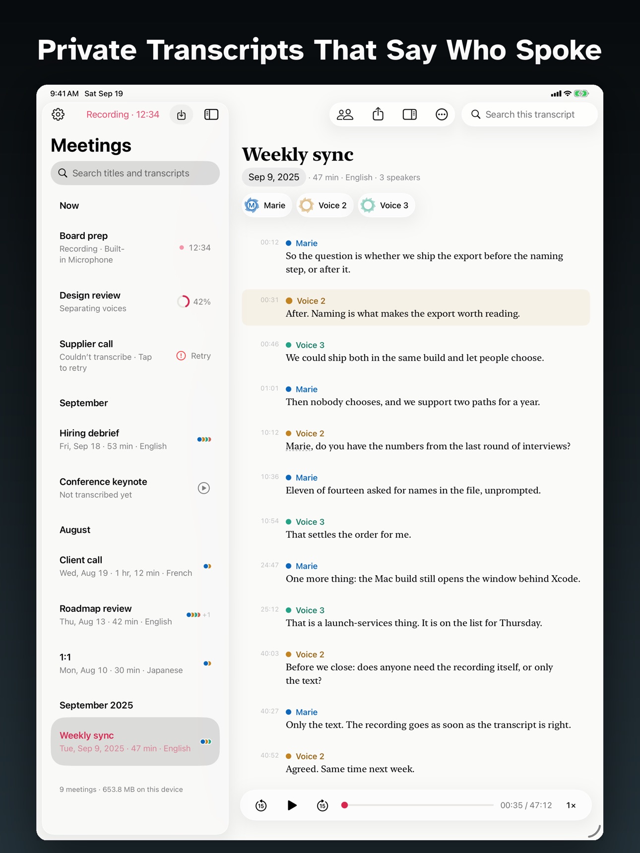 Screenshot 9 of Meeting Transcriber: Saidby