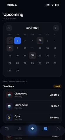 Rata - Tracker Abbonamenti screenshot