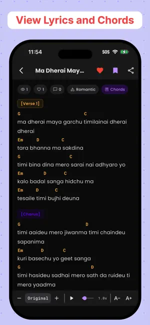 Nepali Lyrics, chords and more screenshot 2