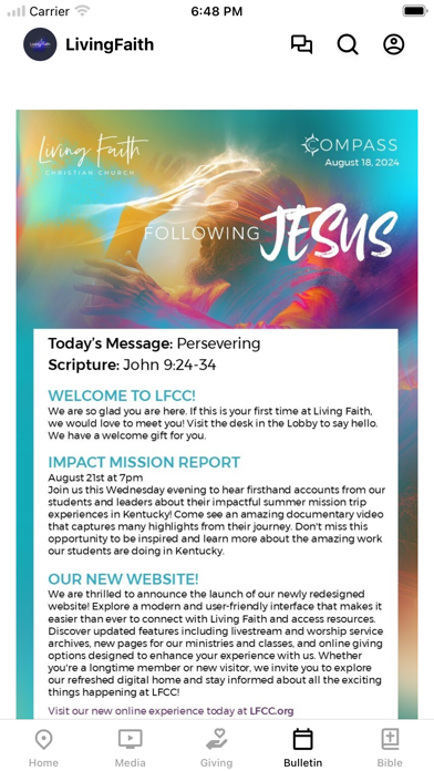 Living Faith Christian Church Screenshot