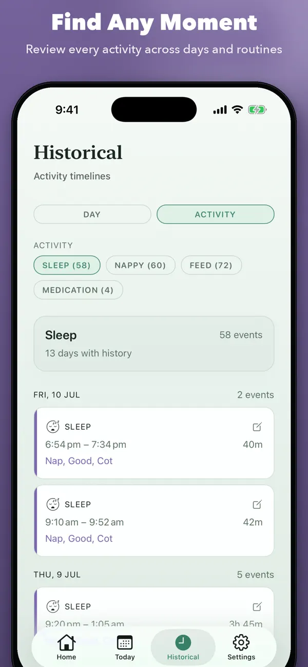 Screenshot #1 pour Hatchling - Baby Tracker