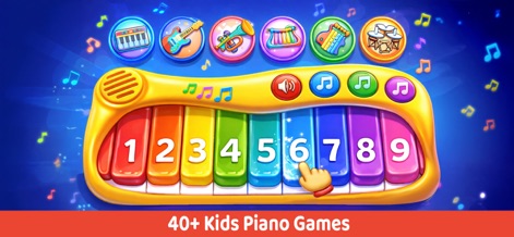 Piano Kids Music Learning Game - Users can engage with numbered piano keys and select from a variety of musical instrument mini-games to enhance early learning.