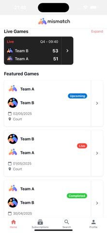 Mismatch GameDay iPhone screenshot