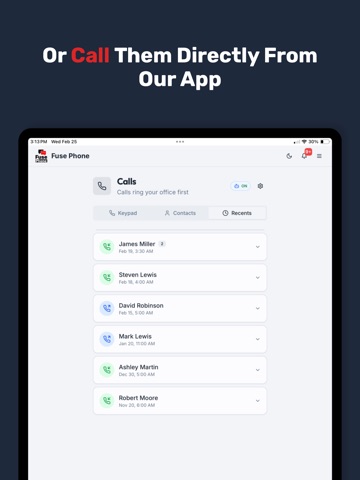 Fuse Phone CRM iPad screenshot