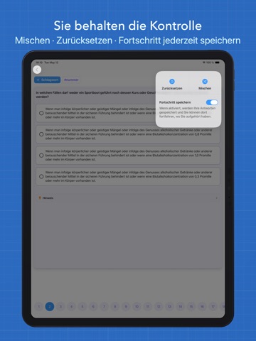 SBF Binnen Fragen Knoten Segel iPad screenshot