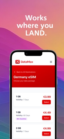 DataMax eSIM Travel & INternet iPhone screenshot