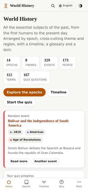 World History: Eras & Quiz screenshot 1